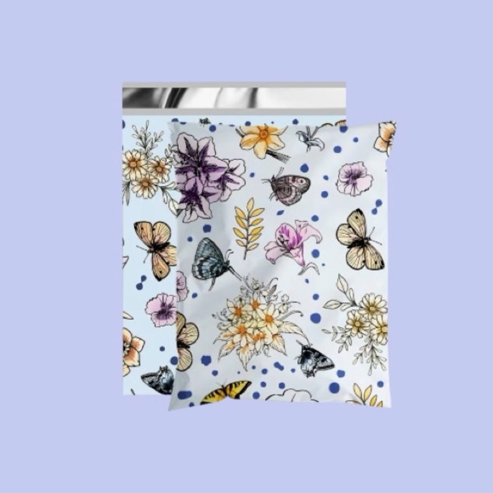 Poly Mailers | Pack of 12 | 12x15.5 | Floral Butterfly Print